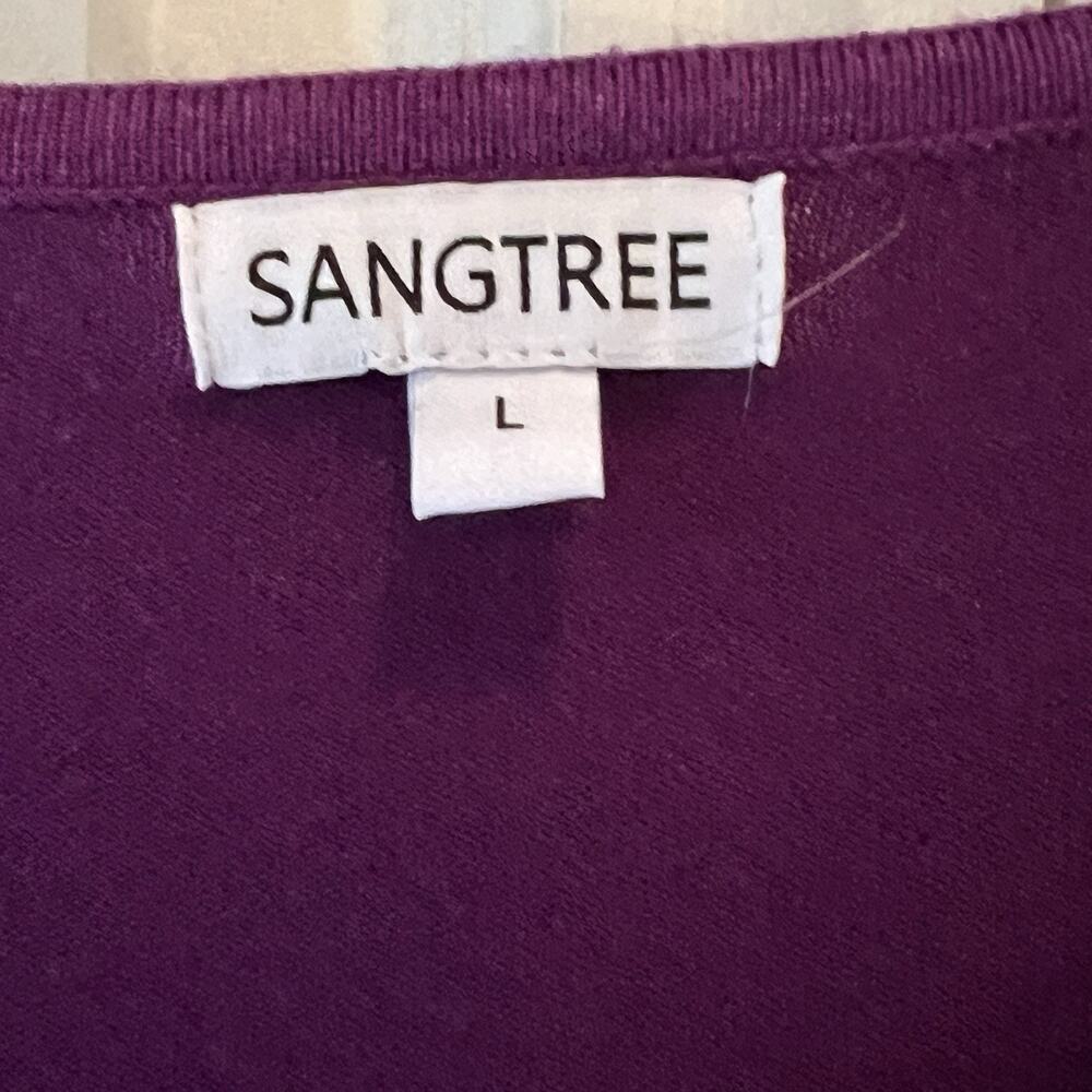 SANGTREE Womens L Plum Purple V Neck Sweater Soft Knit Long Sleeve Pullover - Picture 3 of 6